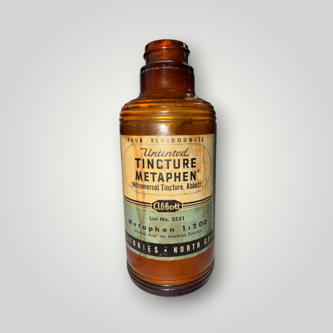 Vintage Abbott Tincture Metaphen Amber Medicine Bottle – Empty