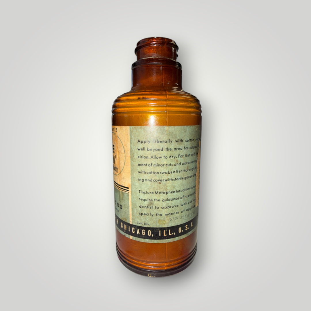 Vintage Abbott Tincture Metaphen Amber Medicine Bottle – Empty