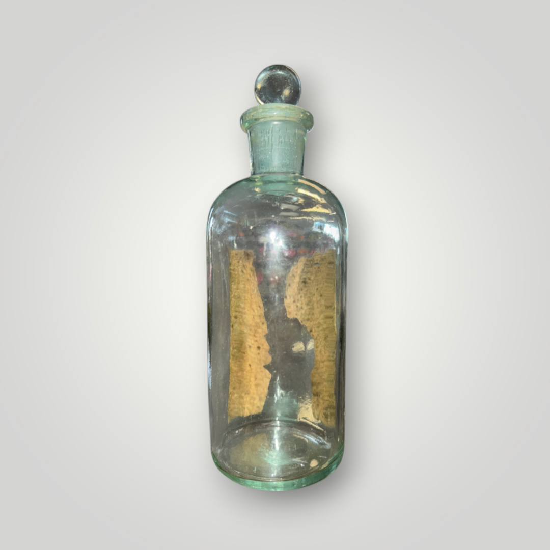 Antique Aqua Glass POISON Acid Apothecary Bottle with Glass Stopper