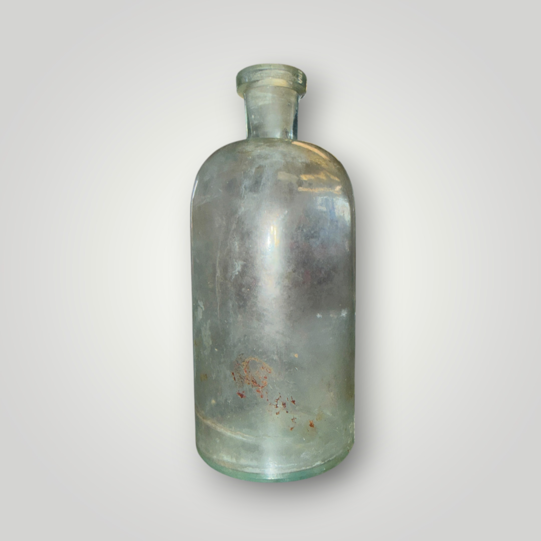 Vintage Aqua Glass Apothecary / Medicine Bottle