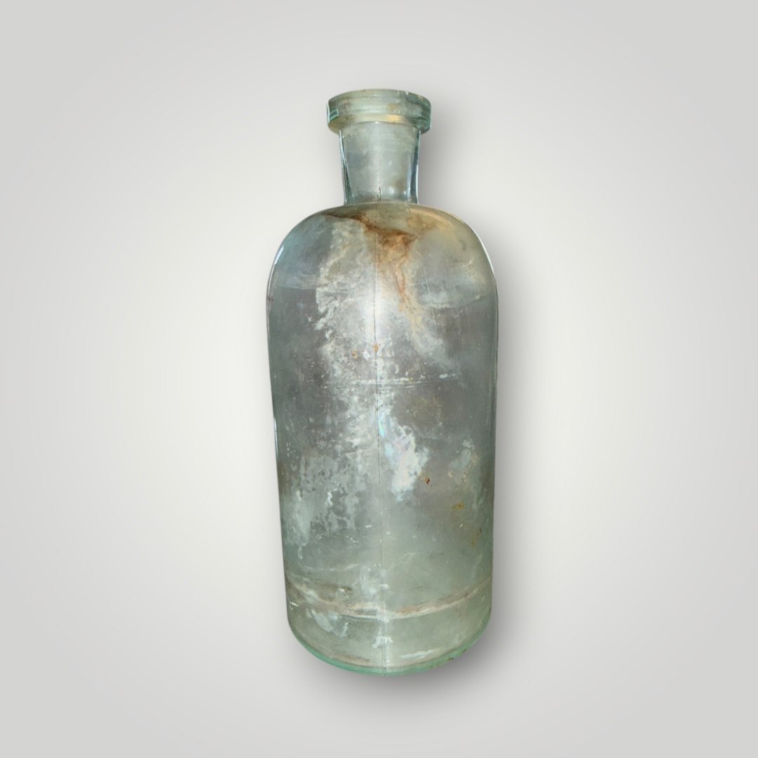Vintage Aqua Glass Apothecary / Medicine Bottle