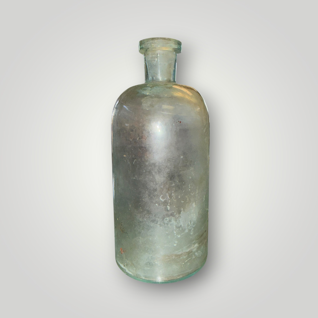 Vintage Aqua Glass Apothecary / Medicine Bottle