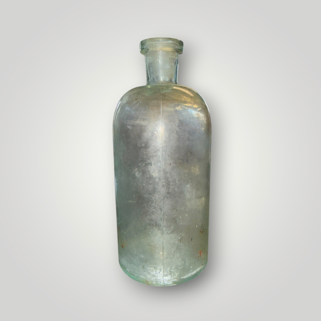 Vintage Aqua Glass Apothecary / Medicine Bottle