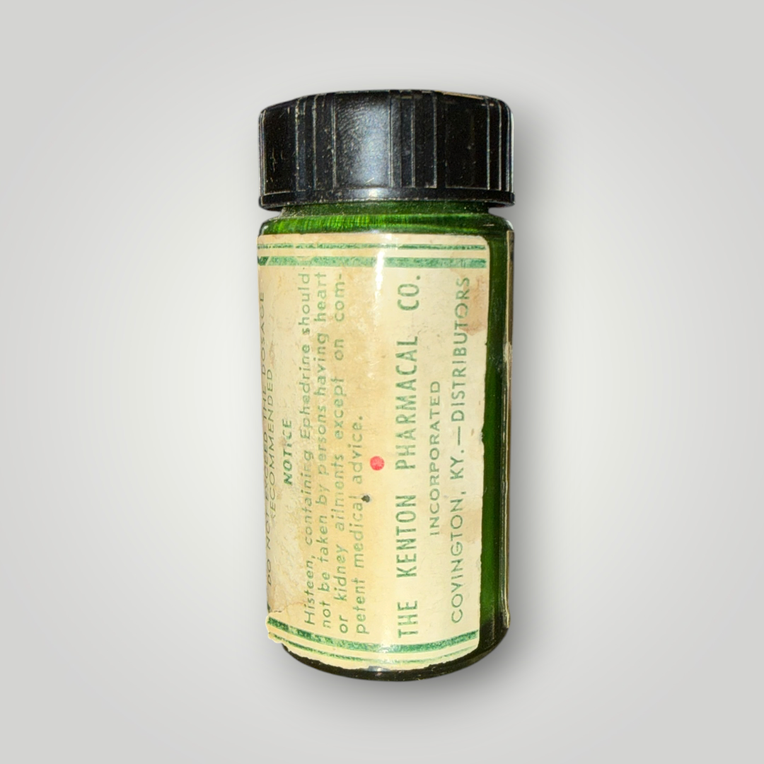 Vintage Histeen Tablets Green Medicine Bottle – Kenton Pharmaceutical Co.