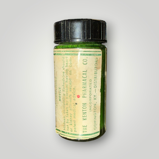 Vintage Histeen Tablets Green Medicine Bottle – Kenton Pharmaceutical Co.