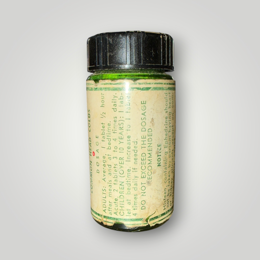 Vintage Histeen Tablets Green Medicine Bottle – Kenton Pharmaceutical Co.