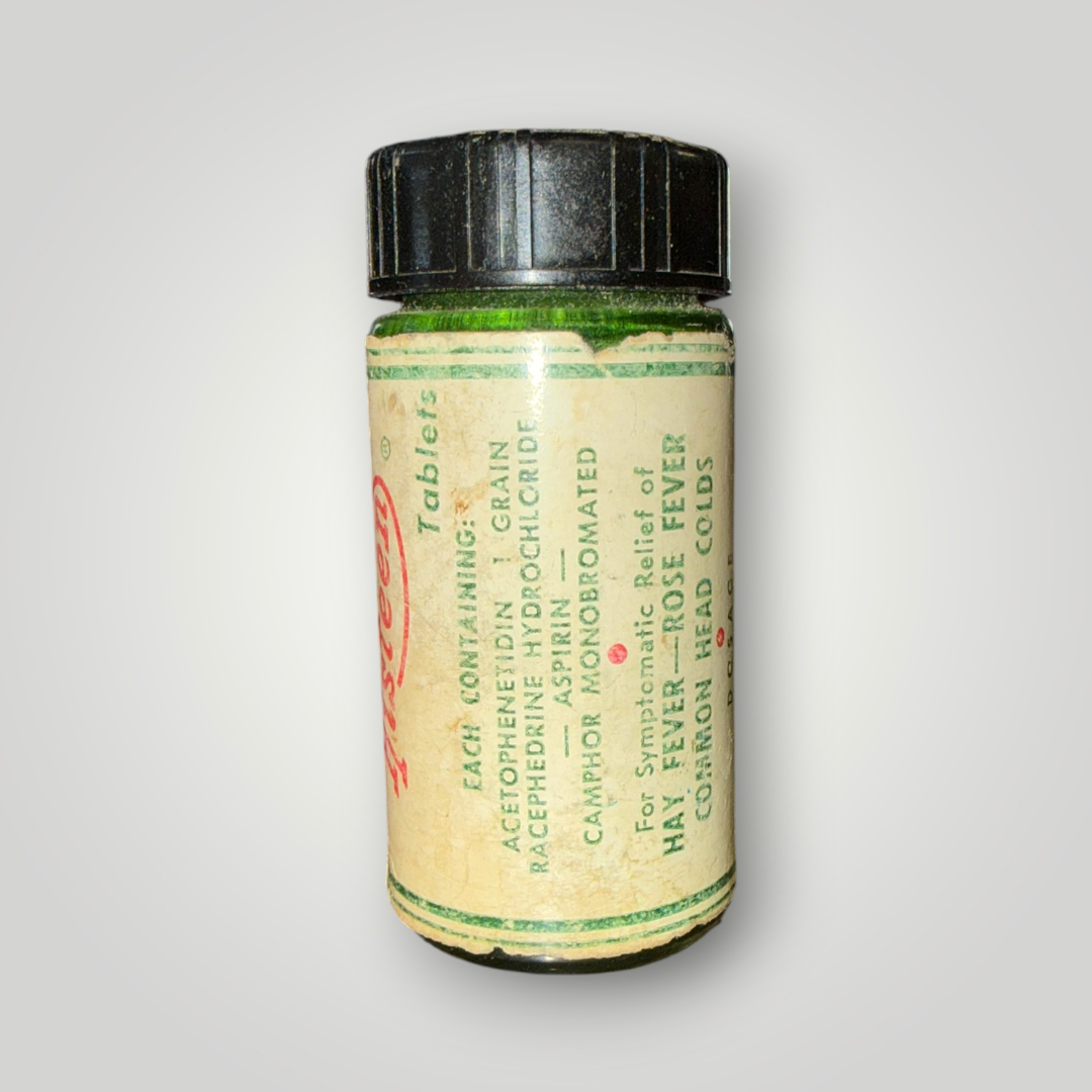 Vintage Histeen Tablets Green Medicine Bottle – Kenton Pharmaceutical Co.