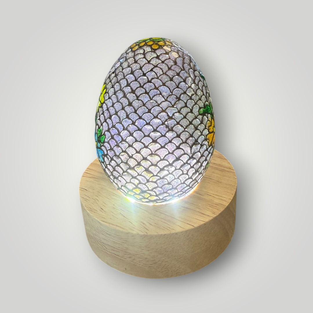 Translucent Cloisonné-Style Floral Decorative Egg – 2.25"
