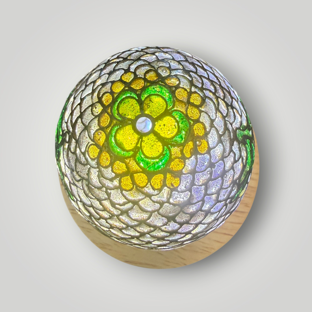 Translucent Cloisonné-Style Floral Decorative Egg – 2.25"