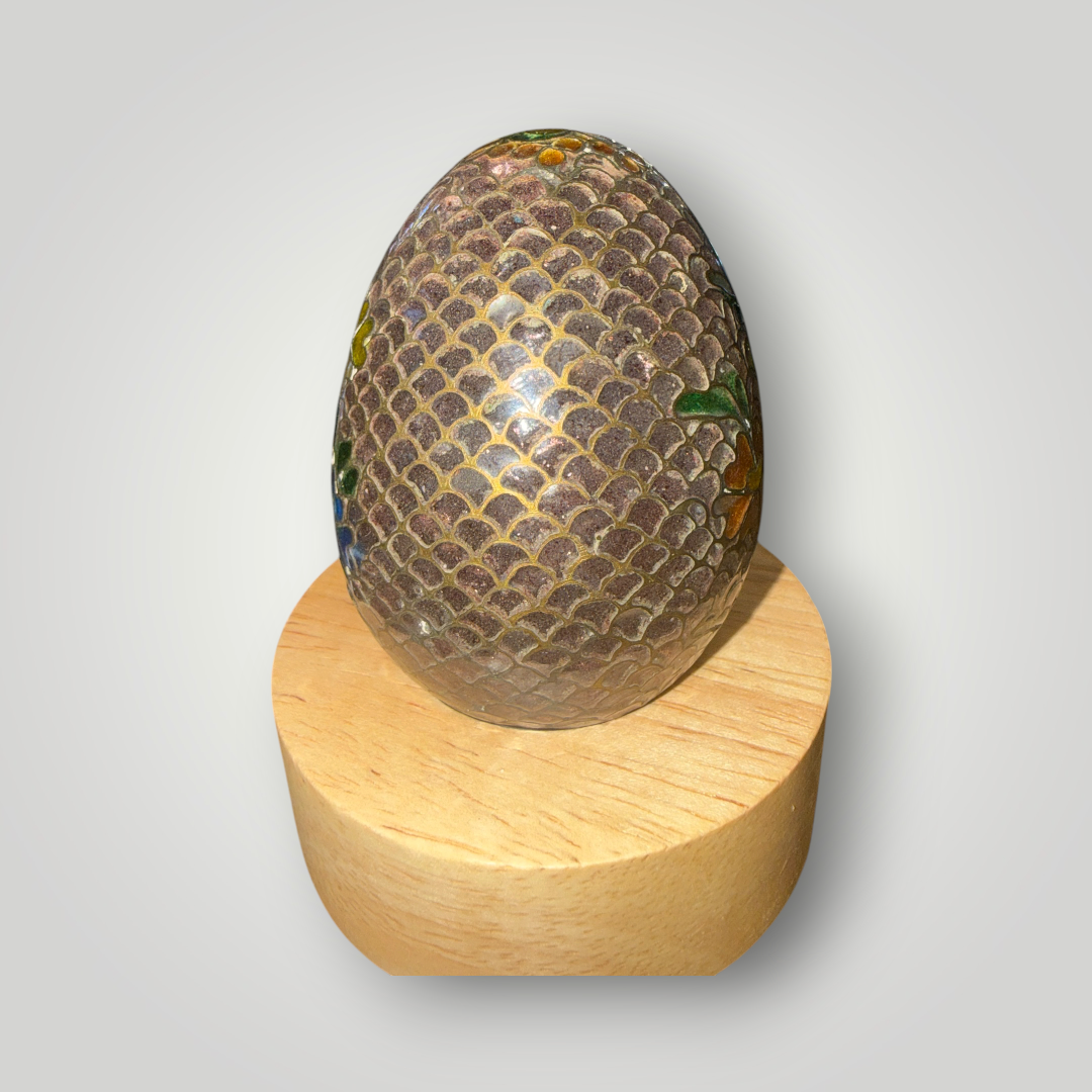 Translucent Cloisonné-Style Floral Decorative Egg – 2.25"