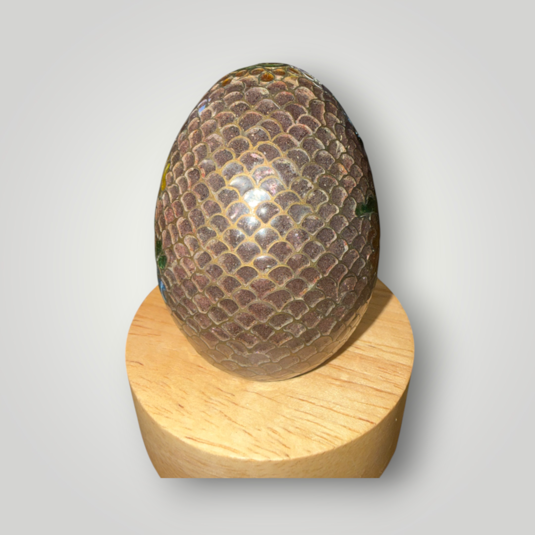 Translucent Cloisonné-Style Floral Decorative Egg – 2.25"