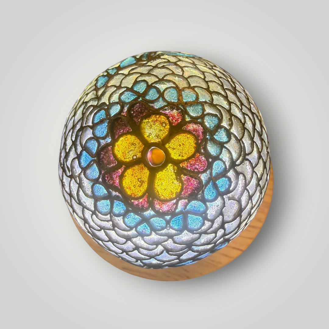 Translucent Cloisonné-Style Blue Floral Decorative Egg – 2.25"