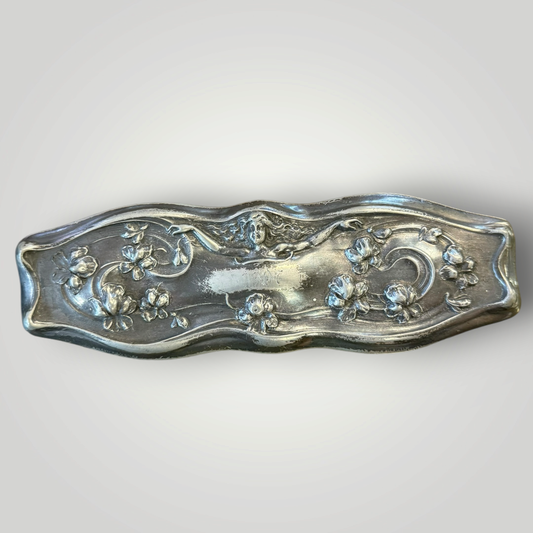 Vintage Art Nouveau-Style Floral Vanity Brush – Engraved 1907