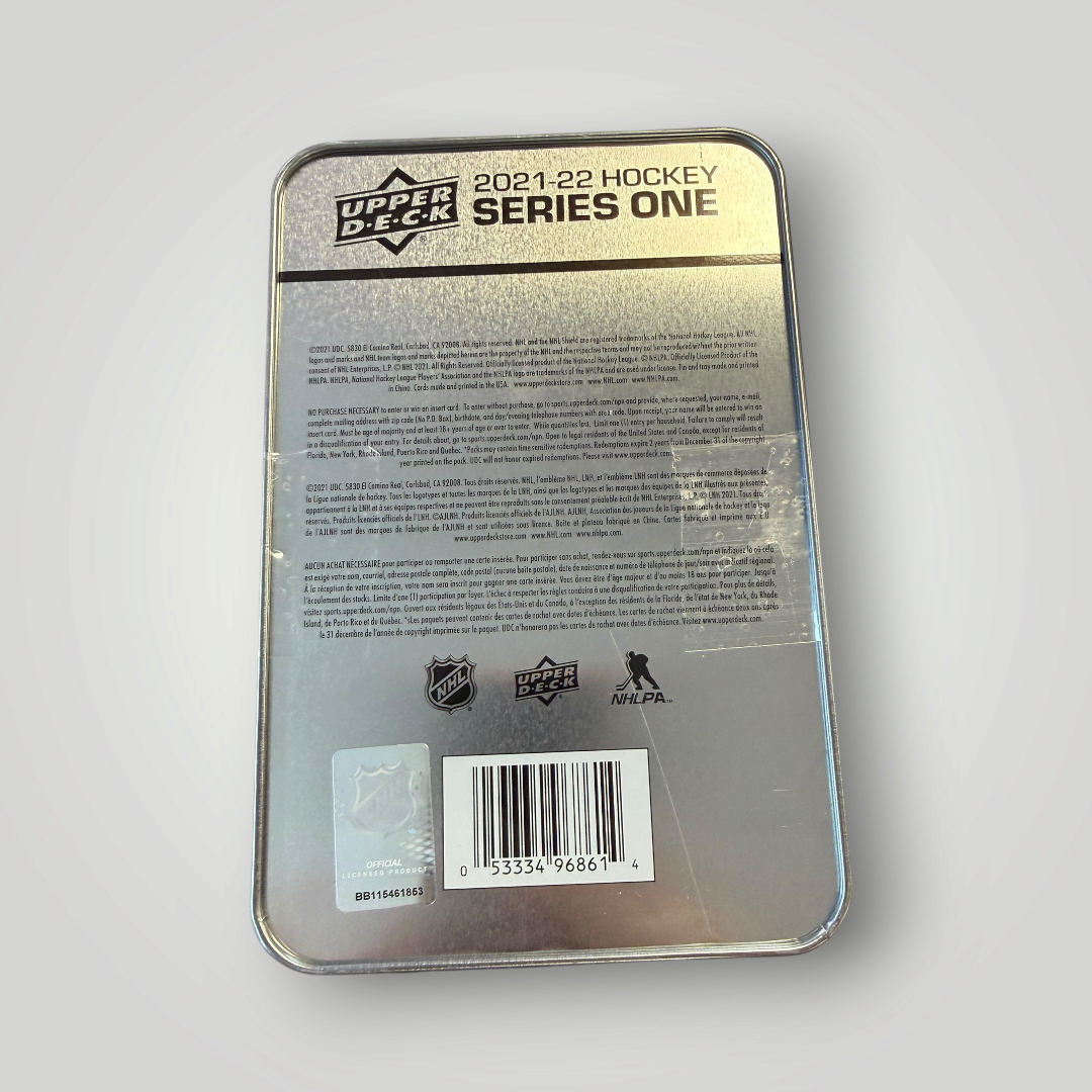 Hockey Trading Card Mystery Pack with Upper Deck Collectible Tin
