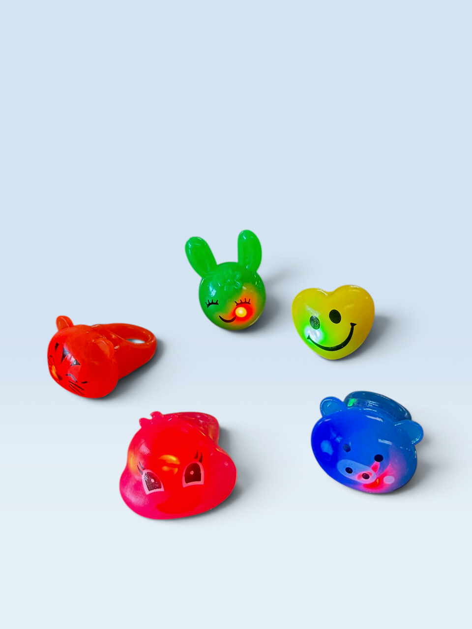 Light-Up Animal & Smiley Rings – Mystery Assortment