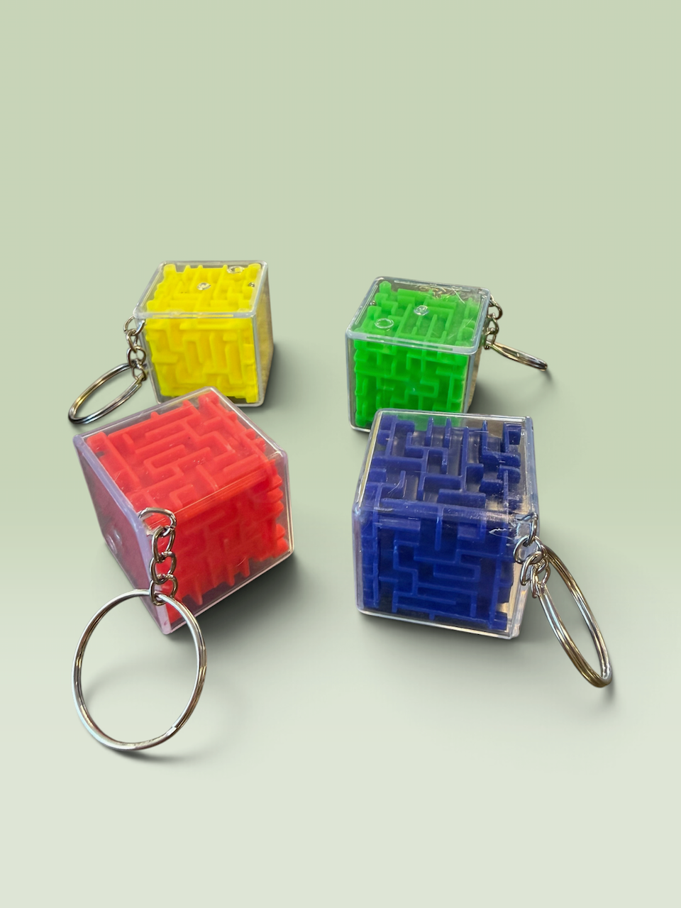 Mini 3D Maze Cube Puzzle Keychain – Assorted Colors – The Attic Flea Market