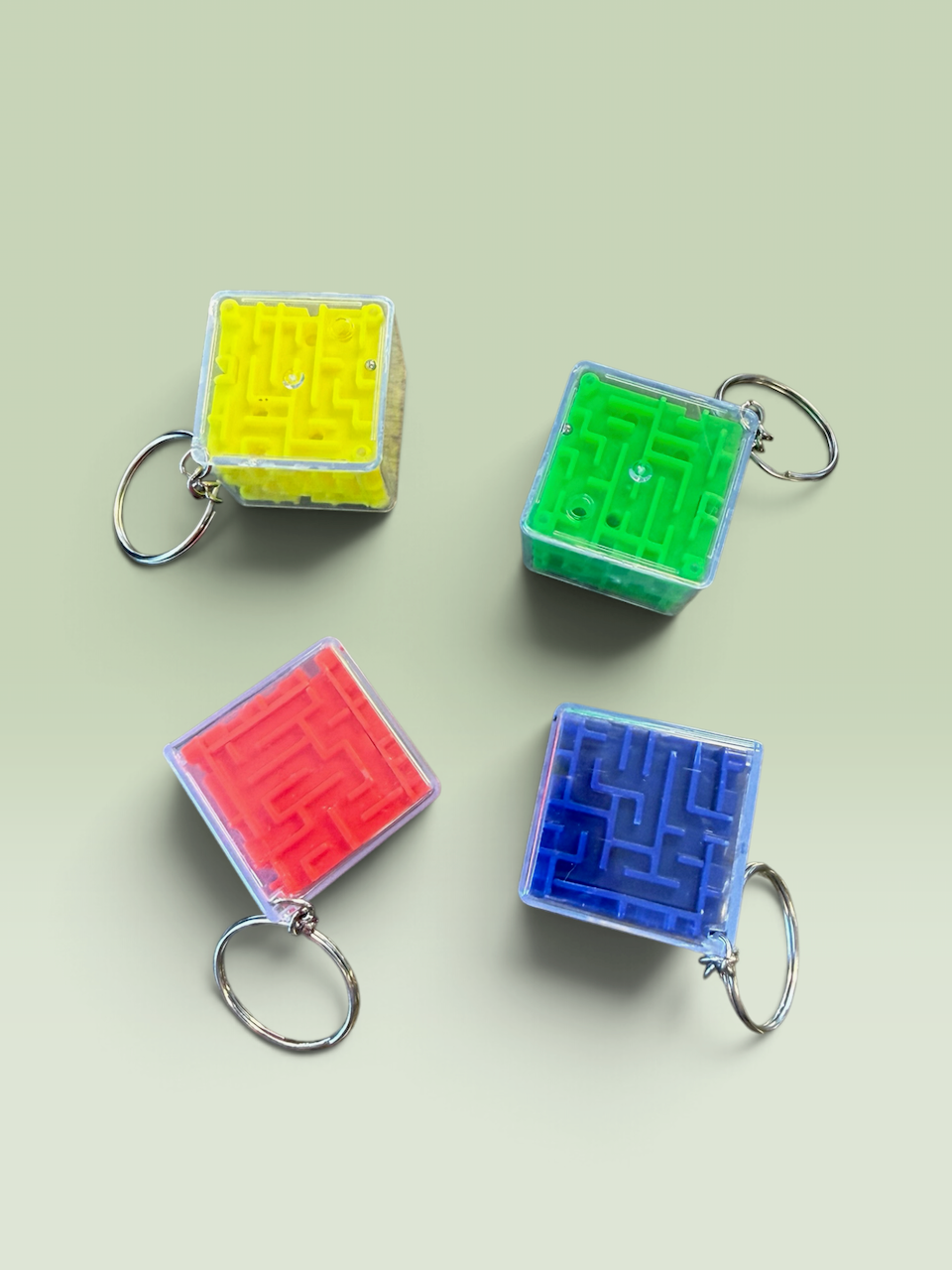 Mini 3D Maze Cube Puzzle Keychain – Assorted Colors – The Attic Flea Market