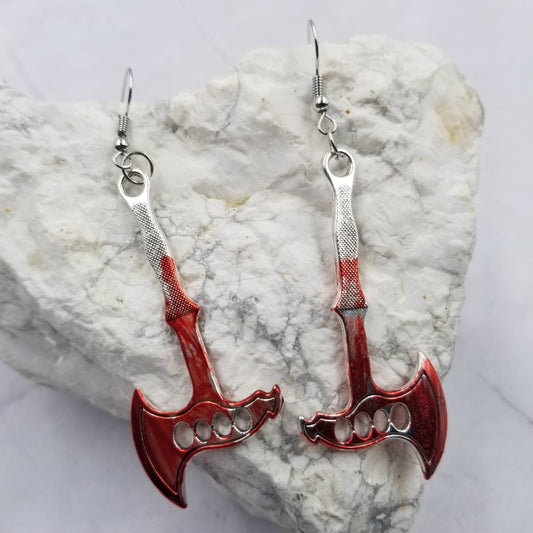 With Blood Axe Halloween Earrings