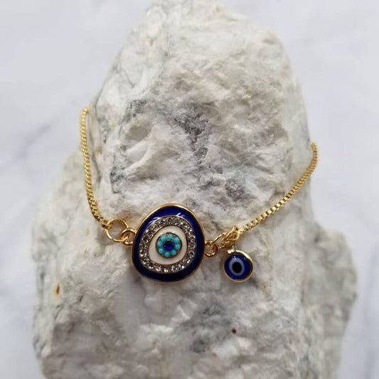 Crystal Evil Eye Slide Bracelet